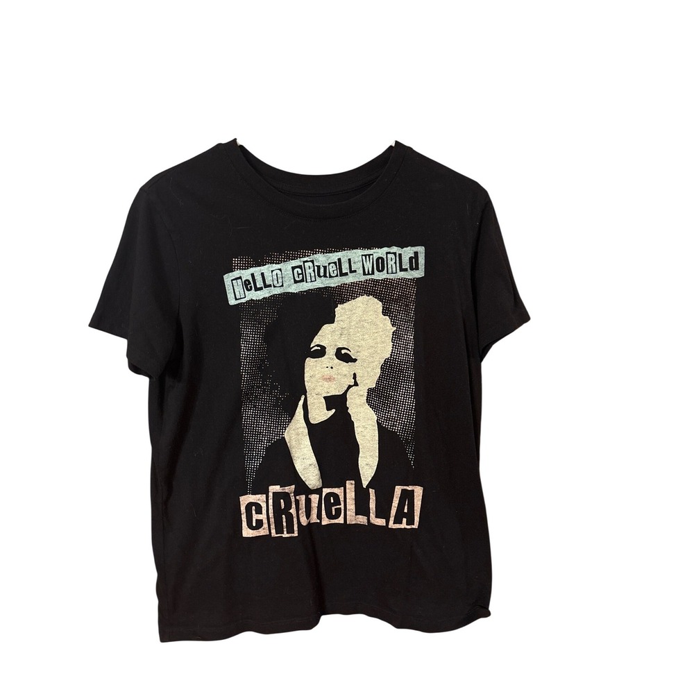 Disney Cruella Hello Cruell World Graphic T-Shirt Womens Medium M Movie Tee
